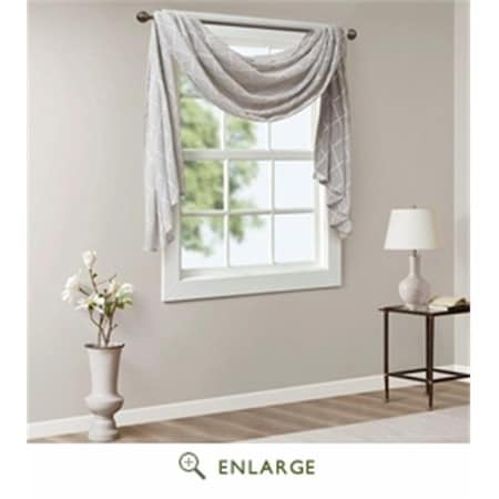 Madison Park Madison Park MP40-4942 50 x 144 in. Irina Diamond Sheer Embroidered Window Scarf; Grey MP40-4942